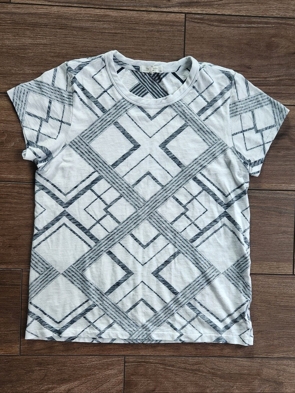 rag & bone • Black and White Abstract Graphic Tee Pima Cotton Size Medium